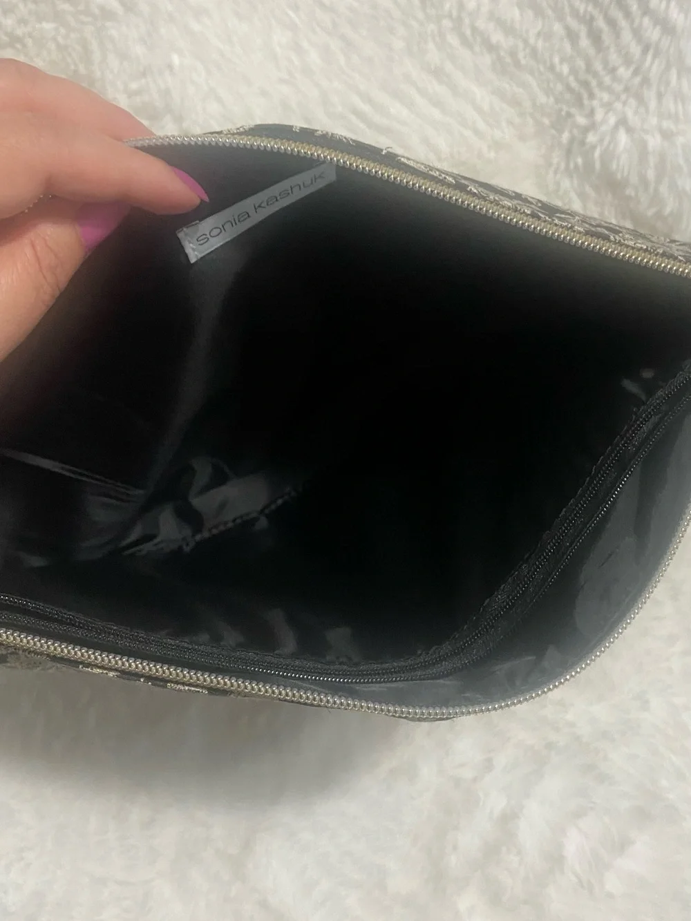 Sonia Kashuk Black + Cream Floral Cosmetic Pouch